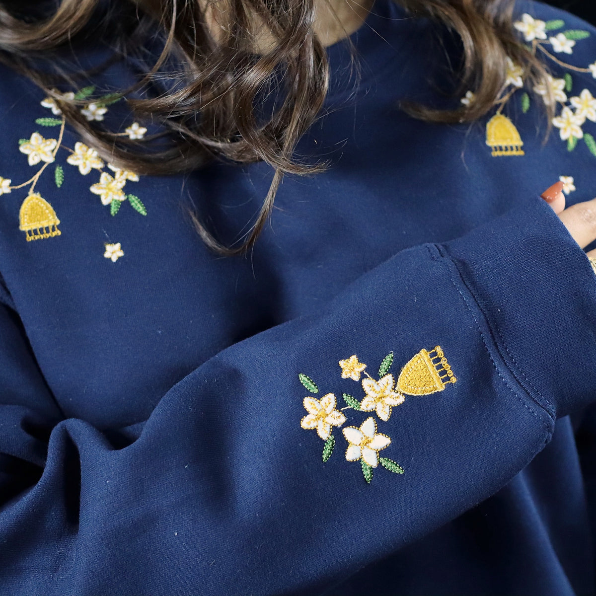 Jasmine & Jhumka Embroidered Crewneck