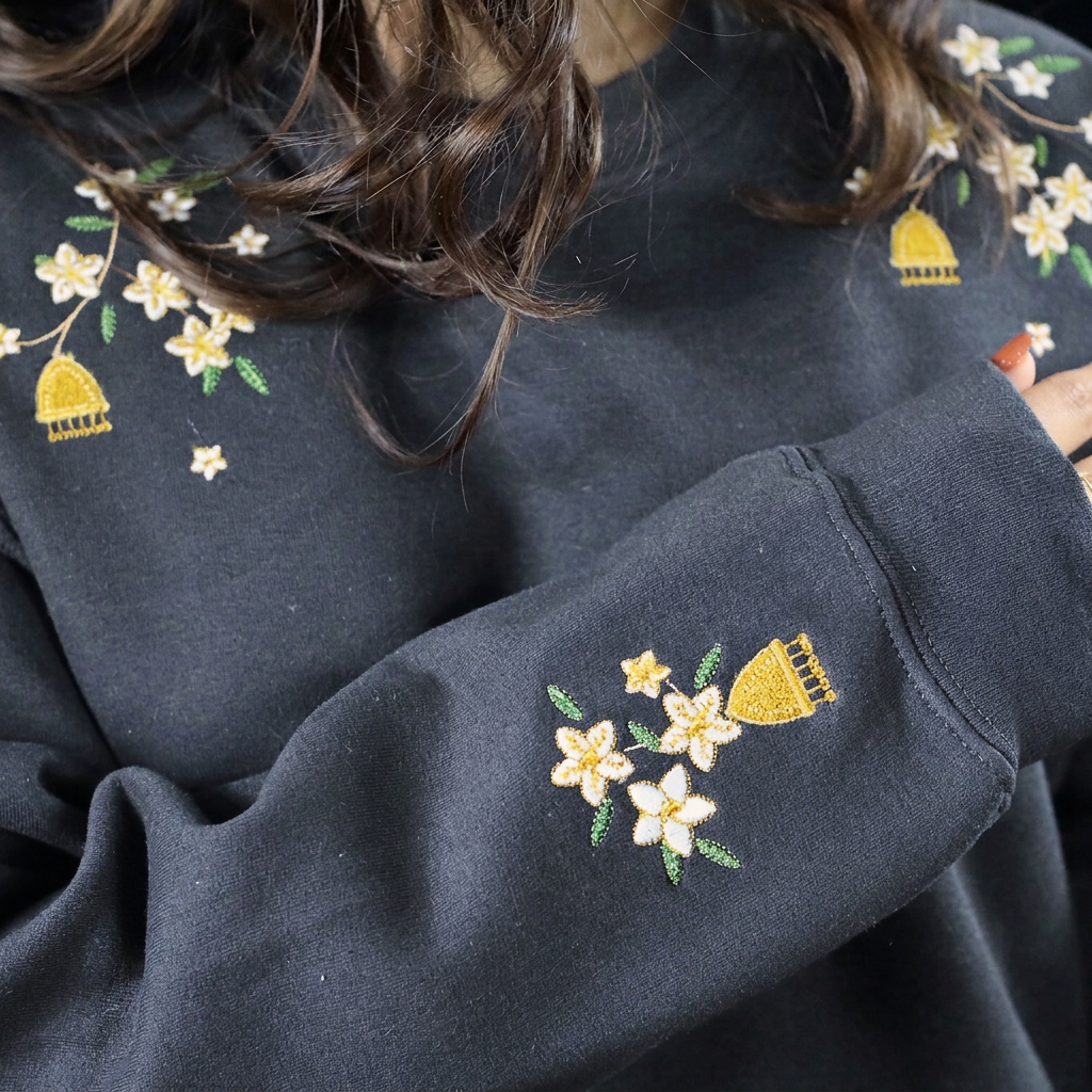 Jasmine & Jhumka Embroidered Crewneck