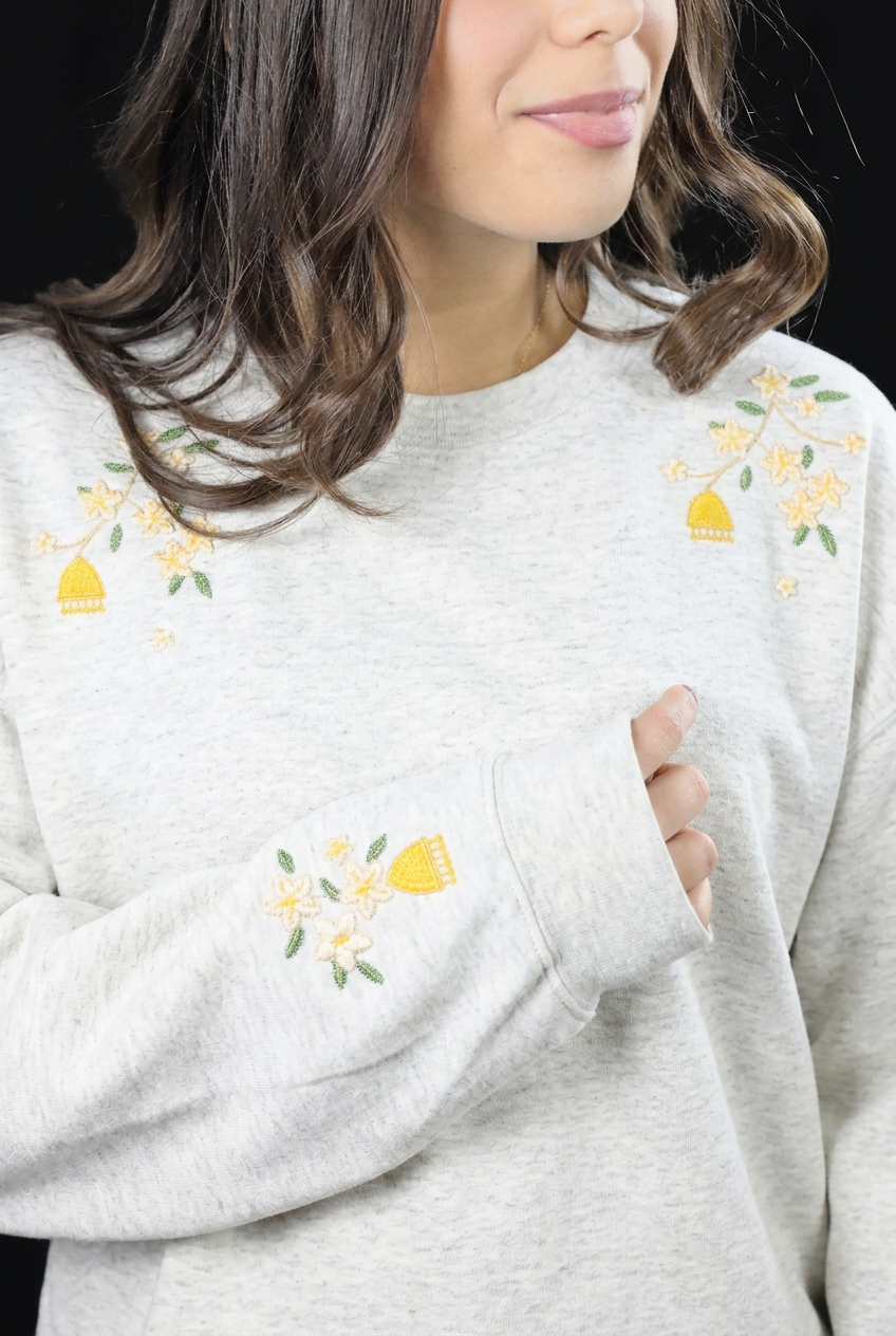 Jasmine & Jhumka Embroidered Crewneck