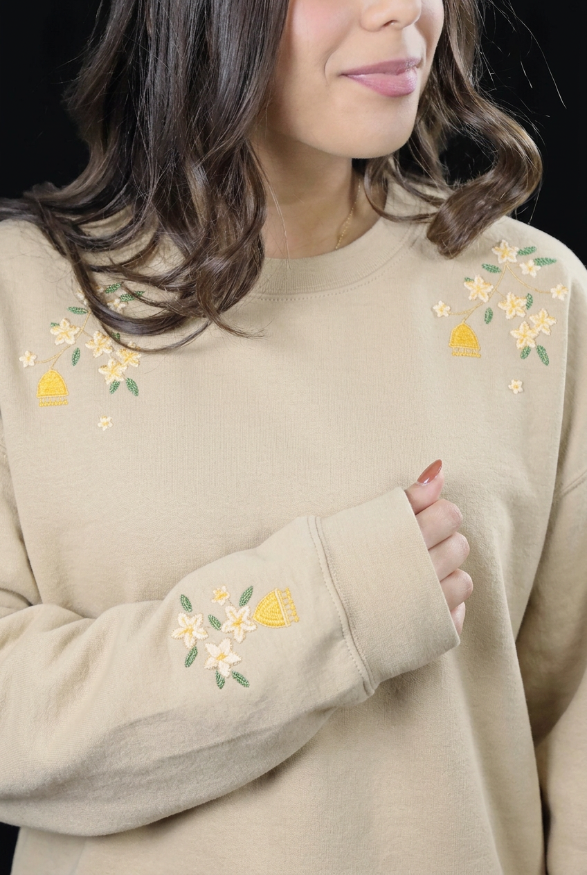 Jasmine & Jhumka Embroidered Crewneck