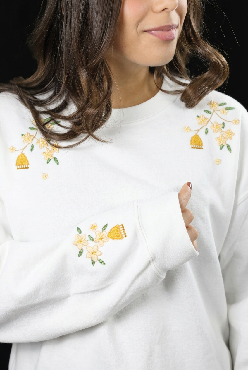 Jasmine & Jhumka Embroidered Crewneck