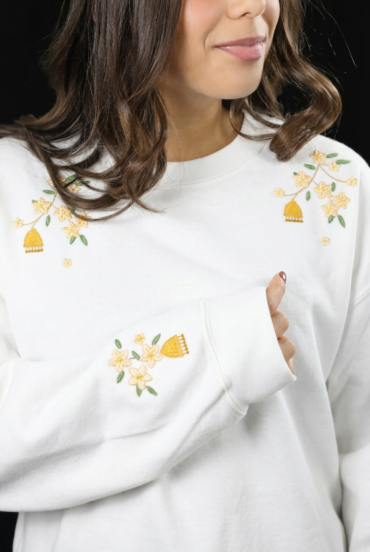 Jasmine & Jhumka Embroidered Crewneck